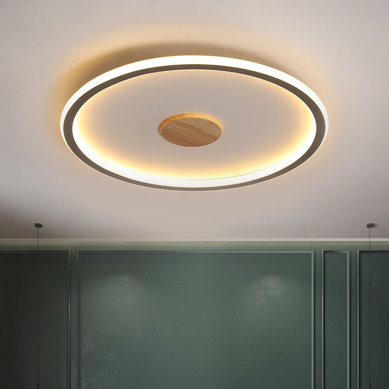 16.5"/20.5" Width Circular LED Flushmount Lighting Simple Metallic Living Room Ceiling Mounted Fixture in Black/Grey, Warm/White Light Clearhalo 'Ceiling Lights' 'Close To Ceiling Lights' 'Close to ceiling' 'Flush mount' Lighting' 1586261