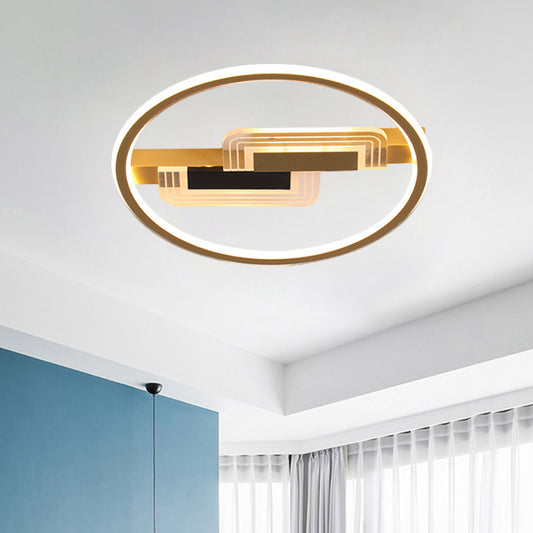 Contemporary LED Ceiling Fixture Black Round Semi Mount Lighting with Acrylic Shade in Warm/White Light, 16.5"/20.5" Wide Clearhalo 'Ceiling Lights' 'Close To Ceiling Lights' 'Close to ceiling' 'Semi-flushmount' Lighting' 1586264