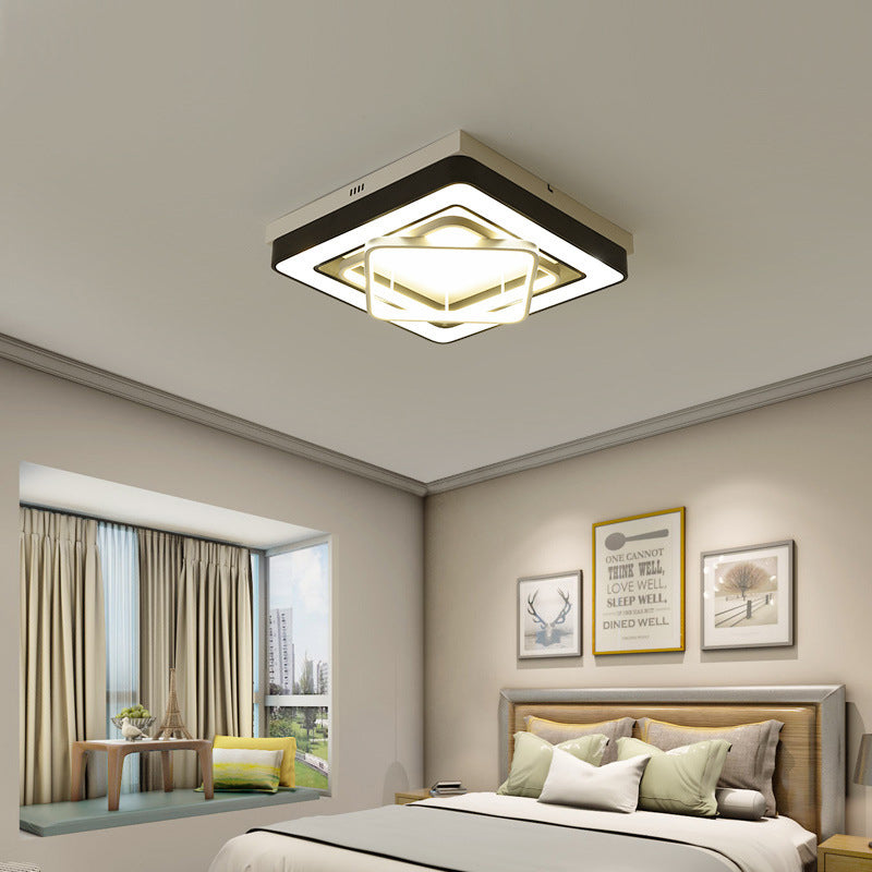 Metallic Squared Flush Mount Lamp Modernist Stylish LED Ceiling Mounted Light in Black for Bedroom Clearhalo 'Ceiling Lights' 'Close To Ceiling Lights' 'Close to ceiling' 'Flush mount' Lighting' 158629