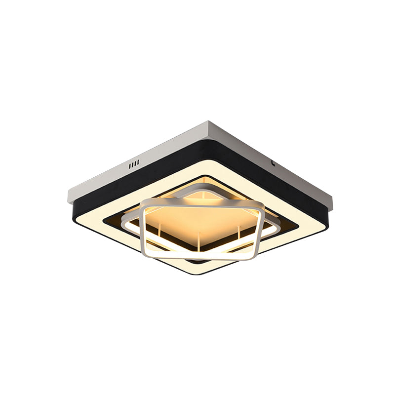 Metallic Squared Flush Mount Lamp Modernist Stylish LED Ceiling Mounted Light in Black for Bedroom Clearhalo 'Ceiling Lights' 'Close To Ceiling Lights' 'Close to ceiling' 'Flush mount' Lighting' 158630