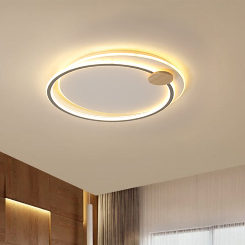 Metal LED Circle Ceiling Lamp Simplicity Black/Grey Flush Mount Lighting Fixture in Warm/White Light, 16.5"/20.5" Width Clearhalo 'Ceiling Lights' 'Close To Ceiling Lights' 'Close to ceiling' 'Flush mount' Lighting' 1586309