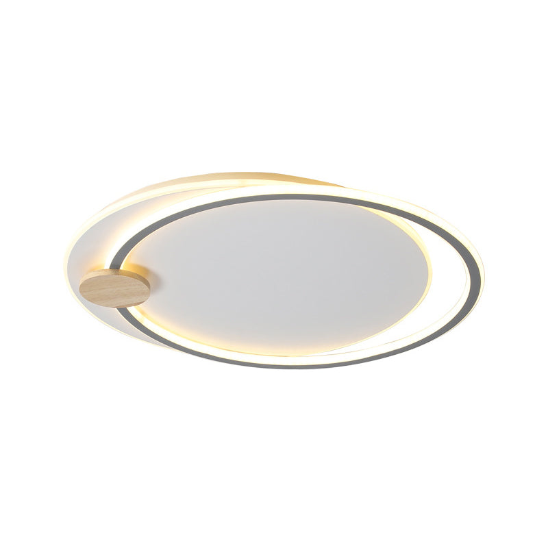 Metal LED Circle Ceiling Lamp Simplicity Black/Grey Flush Mount Lighting Fixture in Warm/White Light, 16.5"/20.5" Width Clearhalo 'Ceiling Lights' 'Close To Ceiling Lights' 'Close to ceiling' 'Flush mount' Lighting' 1586310