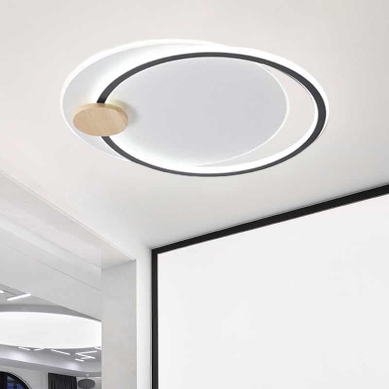 Metal LED Circle Ceiling Lamp Simplicity Black/Grey Flush Mount Lighting Fixture in Warm/White Light, 16.5"/20.5" Width Clearhalo 'Ceiling Lights' 'Close To Ceiling Lights' 'Close to ceiling' 'Flush mount' Lighting' 1586315