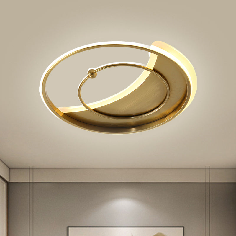 Metal Round Ceiling Lighting Minimalism LED Semi Flush Mount Lamp in Gold, Warm/White/3 Color Light Clearhalo 'Ceiling Lights' 'Close To Ceiling Lights' 'Close to ceiling' 'Semi-flushmount' Lighting' 1586364