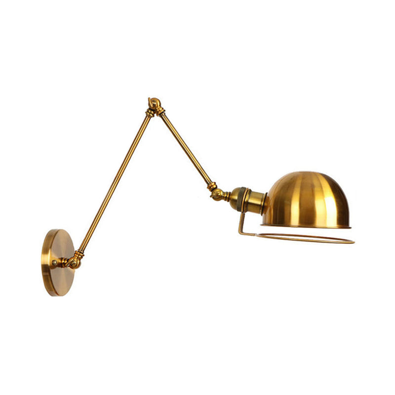 1 Light Swing Arm Wall Lighting Vintage Style Brass/Copper Metallic Wall Mount Light with Bowl Shade Clearhalo 'Art deco wall lights' 'Cast Iron' 'Glass' 'Industrial wall lights' 'Industrial' 'Middle century wall lights' 'Modern' 'Rustic wall lights' 'Tiffany' 'Traditional wall lights' 'Wall Lamps & Sconces' 'Wall Lights' Lighting' 158653
