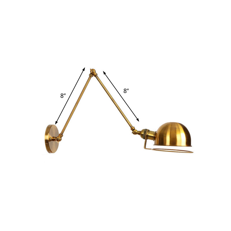 1 Light Swing Arm Wall Lighting Vintage Style Brass/Copper Metallic Wall Mount Light with Bowl Shade Clearhalo 'Art deco wall lights' 'Cast Iron' 'Glass' 'Industrial wall lights' 'Industrial' 'Middle century wall lights' 'Modern' 'Rustic wall lights' 'Tiffany' 'Traditional wall lights' 'Wall Lamps & Sconces' 'Wall Lights' Lighting' 158655
