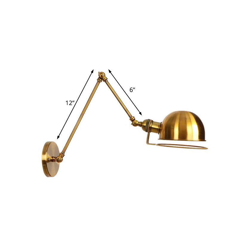 1 Light Swing Arm Wall Lighting Vintage Style Brass/Copper Metallic Wall Mount Light with Bowl Shade Clearhalo 'Art deco wall lights' 'Cast Iron' 'Glass' 'Industrial wall lights' 'Industrial' 'Middle century wall lights' 'Modern' 'Rustic wall lights' 'Tiffany' 'Traditional wall lights' 'Wall Lamps & Sconces' 'Wall Lights' Lighting' 158657