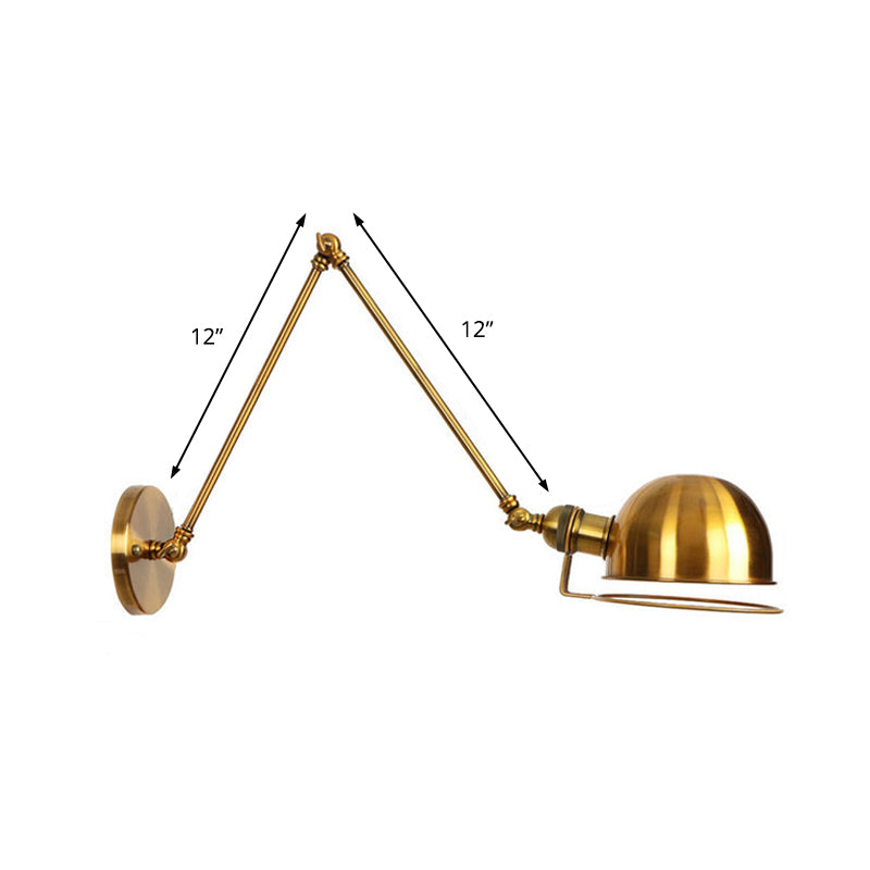 1 Light Swing Arm Wall Lighting Vintage Style Brass/Copper Metallic Wall Mount Light with Bowl Shade Clearhalo 'Art deco wall lights' 'Cast Iron' 'Glass' 'Industrial wall lights' 'Industrial' 'Middle century wall lights' 'Modern' 'Rustic wall lights' 'Tiffany' 'Traditional wall lights' 'Wall Lamps & Sconces' 'Wall Lights' Lighting' 158658