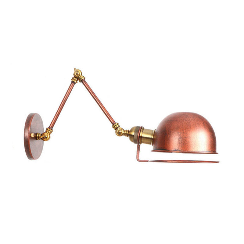 1 Light Swing Arm Wall Lighting Vintage Style Brass/Copper Metallic Wall Mount Light with Bowl Shade Clearhalo 'Art deco wall lights' 'Cast Iron' 'Glass' 'Industrial wall lights' 'Industrial' 'Middle century wall lights' 'Modern' 'Rustic wall lights' 'Tiffany' 'Traditional wall lights' 'Wall Lamps & Sconces' 'Wall Lights' Lighting' 158661
