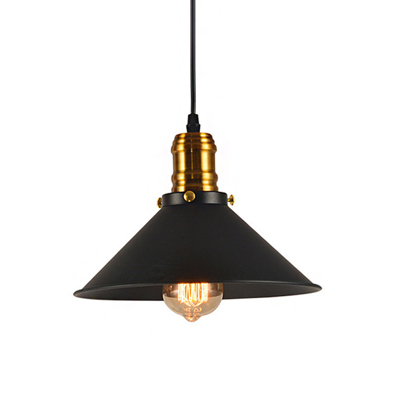 1/2/3-Pack Cone Metal Ceiling Pendant Vintage Stylish 1 Light Dining Room Pendant Light in Black, 10"/12"/14" Width Clearhalo 'Art Deco Pendants' 'Black' 'Cast Iron' 'Ceiling Lights' 'Ceramic' 'Crystal' 'Industrial Pendants' 'Industrial' 'Metal' 'Middle Century Pendants' 'Pendant Lights' 'Pendants' 'Rustic Pendants' 'Tiffany' Lighting' 158760