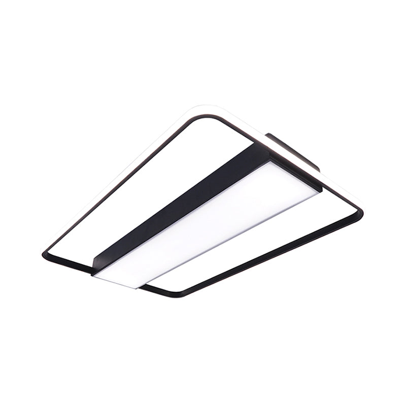 White/Black Rectangular Ceiling Light Fixture with Acrylic Shade Nordic LED 29.5"/36"/41" Wide Flush Mount Lamp for Bedroom Clearhalo 'Ceiling Lights' 'Close To Ceiling Lights' 'Close to ceiling' 'Flush mount' Lighting' 158795