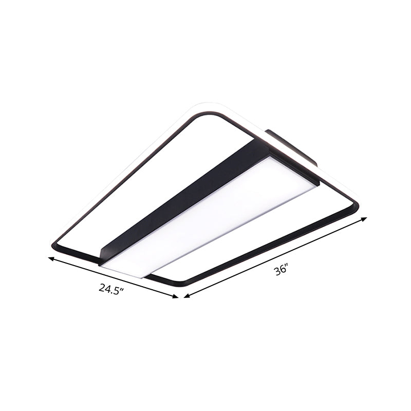 White/Black Rectangular Ceiling Light Fixture with Acrylic Shade Nordic LED 29.5"/36"/41" Wide Flush Mount Lamp for Bedroom Clearhalo 'Ceiling Lights' 'Close To Ceiling Lights' 'Close to ceiling' 'Flush mount' Lighting' 158797