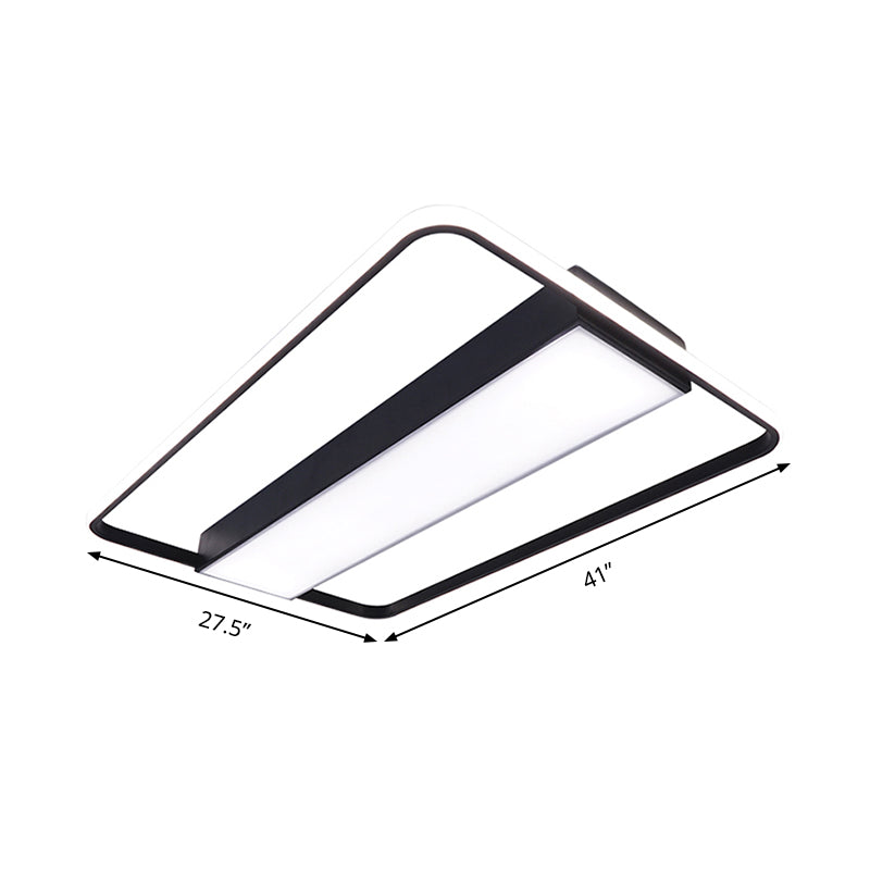 White/Black Rectangular Ceiling Light Fixture with Acrylic Shade Nordic LED 29.5"/36"/41" Wide Flush Mount Lamp for Bedroom Clearhalo 'Ceiling Lights' 'Close To Ceiling Lights' 'Close to ceiling' 'Flush mount' Lighting' 158798