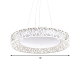 Drum Hanging Pendant Light Nordic Metal LED White Ceiling Light with Hollow Design in White/Warm/Natural Light, 12"/15"/19" Wide Clearhalo 'Ceiling Lights' 'Modern Pendants' 'Modern' 'Pendant Lights' 'Pendants' Lighting' 158935