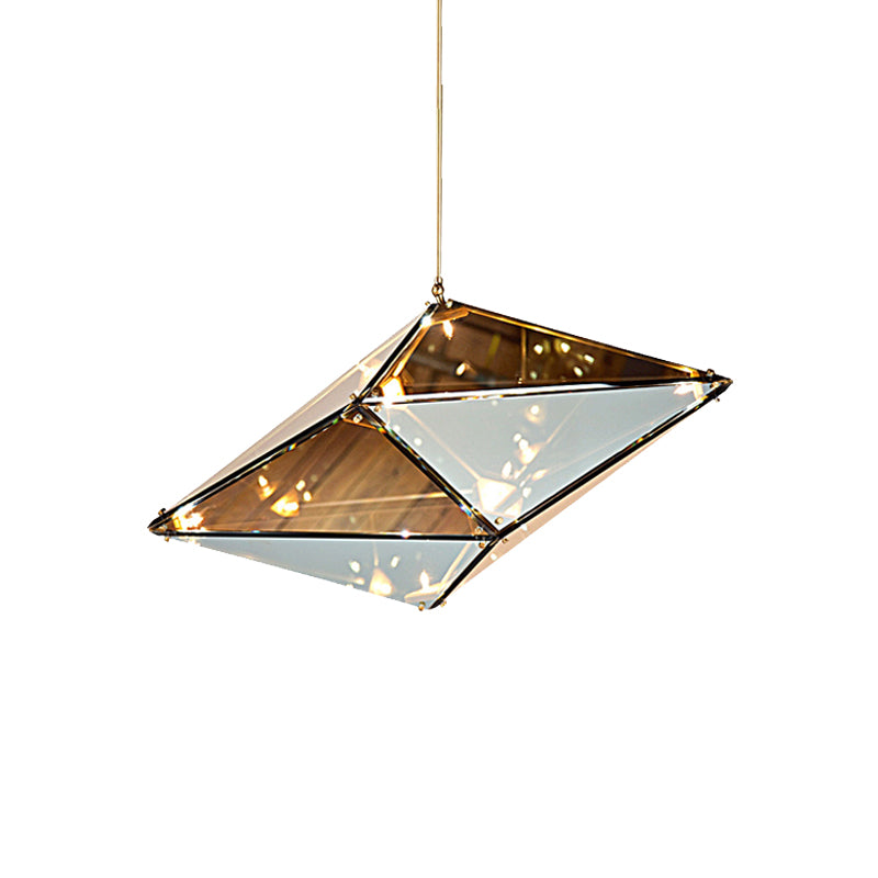 Horizontal/Vertical Diamond Pendant Lamp Modernist Amber/Smoke Glass Multi Lights Living Room Led Ceiling Light Fixture, 23.5"/31"/42" Wide Clearhalo 'Ceiling Lights' 'Glass shade' 'Glass' 'Modern Pendants' 'Modern' 'Pendant Lights' 'Pendants' Lighting' 159056