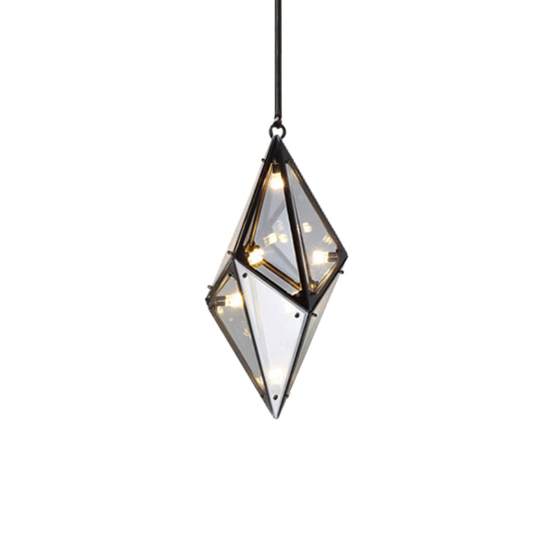 Horizontal/Vertical Diamond Pendant Lamp Modernist Amber/Smoke Glass Multi Lights Living Room Led Ceiling Light Fixture, 23.5"/31"/42" Wide Clearhalo 'Ceiling Lights' 'Glass shade' 'Glass' 'Modern Pendants' 'Modern' 'Pendant Lights' 'Pendants' Lighting' 159058