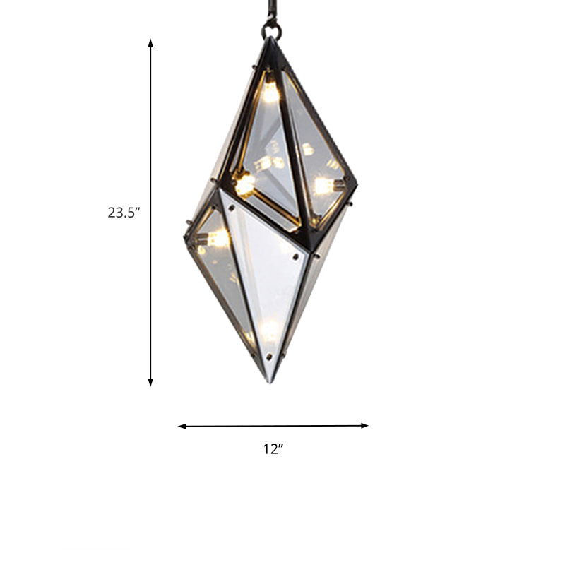 Horizontal/Vertical Diamond Pendant Lamp Modernist Amber/Smoke Glass Multi Lights Living Room Led Ceiling Light Fixture, 23.5"/31"/42" Wide Clearhalo 'Ceiling Lights' 'Glass shade' 'Glass' 'Modern Pendants' 'Modern' 'Pendant Lights' 'Pendants' Lighting' 159059