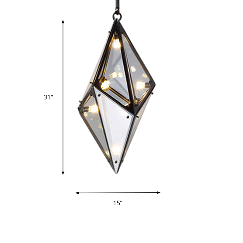 Horizontal/Vertical Diamond Pendant Lamp Modernist Amber/Smoke Glass Multi Lights Living Room Led Ceiling Light Fixture, 23.5"/31"/42" Wide Clearhalo 'Ceiling Lights' 'Glass shade' 'Glass' 'Modern Pendants' 'Modern' 'Pendant Lights' 'Pendants' Lighting' 159060