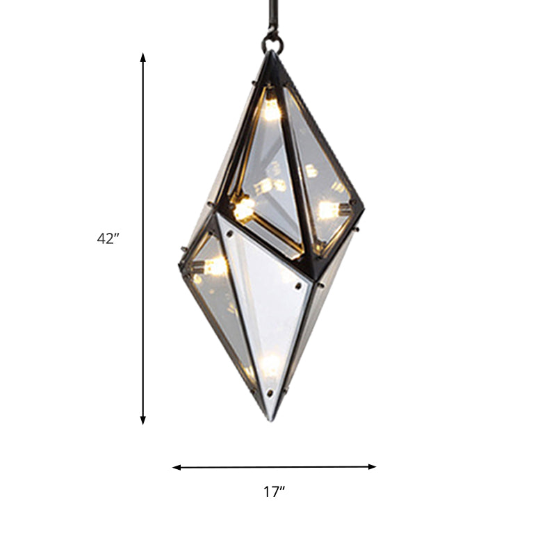 Horizontal/Vertical Diamond Pendant Lamp Modernist Amber/Smoke Glass Multi Lights Living Room Led Ceiling Light Fixture, 23.5"/31"/42" Wide Clearhalo 'Ceiling Lights' 'Glass shade' 'Glass' 'Modern Pendants' 'Modern' 'Pendant Lights' 'Pendants' Lighting' 159061