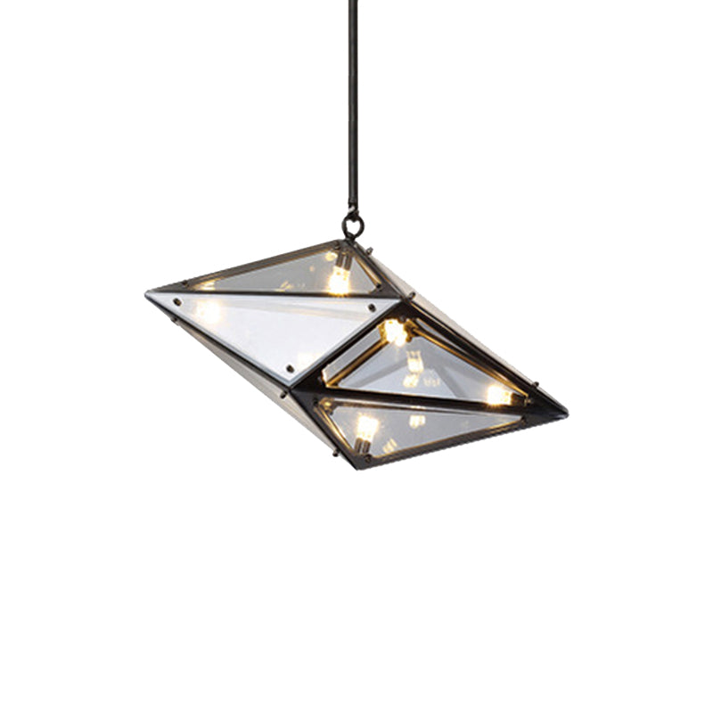 Horizontal/Vertical Diamond Pendant Lamp Modernist Amber/Smoke Glass Multi Lights Living Room Led Ceiling Light Fixture, 23.5"/31"/42" Wide Clearhalo 'Ceiling Lights' 'Glass shade' 'Glass' 'Modern Pendants' 'Modern' 'Pendant Lights' 'Pendants' Lighting' 159063