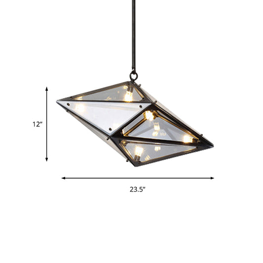 Horizontal/Vertical Diamond Pendant Lamp Modernist Amber/Smoke Glass Multi Lights Living Room Led Ceiling Light Fixture, 23.5"/31"/42" Wide Clearhalo 'Ceiling Lights' 'Glass shade' 'Glass' 'Modern Pendants' 'Modern' 'Pendant Lights' 'Pendants' Lighting' 159064