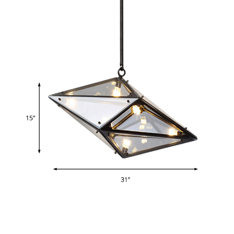 Horizontal/Vertical Diamond Pendant Lamp Modernist Amber/Smoke Glass Multi Lights Living Room Led Ceiling Light Fixture, 23.5"/31"/42" Wide Clearhalo 'Ceiling Lights' 'Glass shade' 'Glass' 'Modern Pendants' 'Modern' 'Pendant Lights' 'Pendants' Lighting' 159065