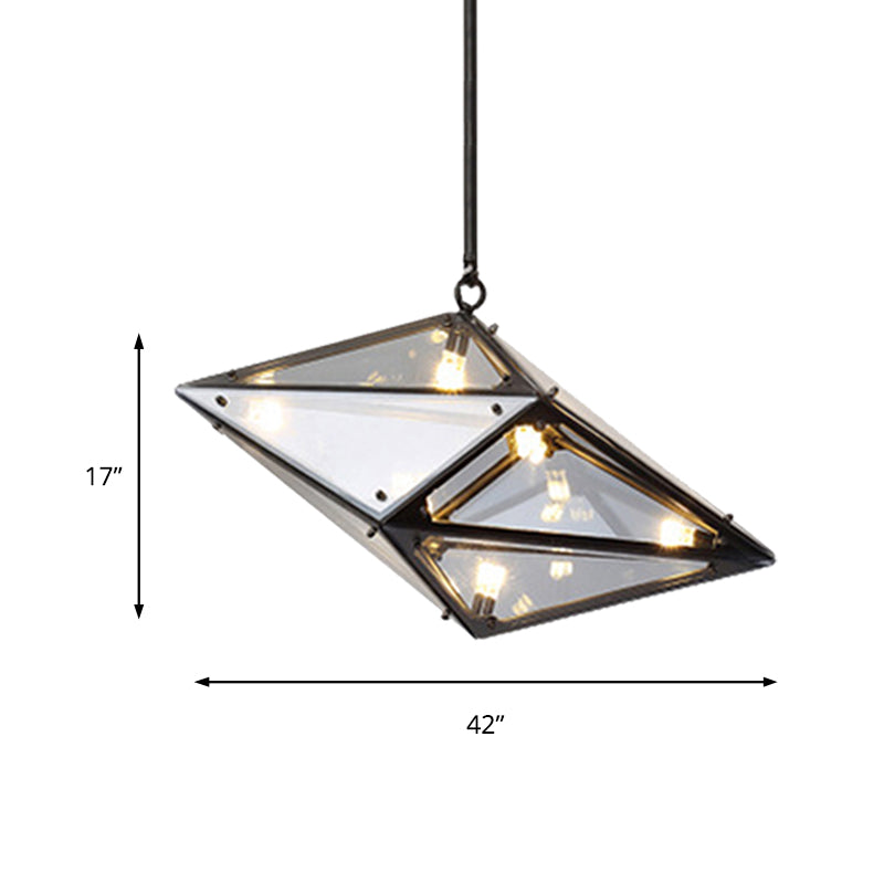 Horizontal/Vertical Diamond Pendant Lamp Modernist Amber/Smoke Glass Multi Lights Living Room Led Ceiling Light Fixture, 23.5"/31"/42" Wide Clearhalo 'Ceiling Lights' 'Glass shade' 'Glass' 'Modern Pendants' 'Modern' 'Pendant Lights' 'Pendants' Lighting' 159066