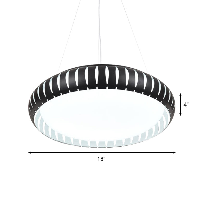 Modern Round Ceiling Pendant Light Metal LED Gold/Black/White Hanging Lamp in Warm/White/Natural Light, 18"/22" Wide Clearhalo 'Ceiling Lights' 'Modern Pendants' 'Modern' 'Pendant Lights' 'Pendants' Lighting' 159169