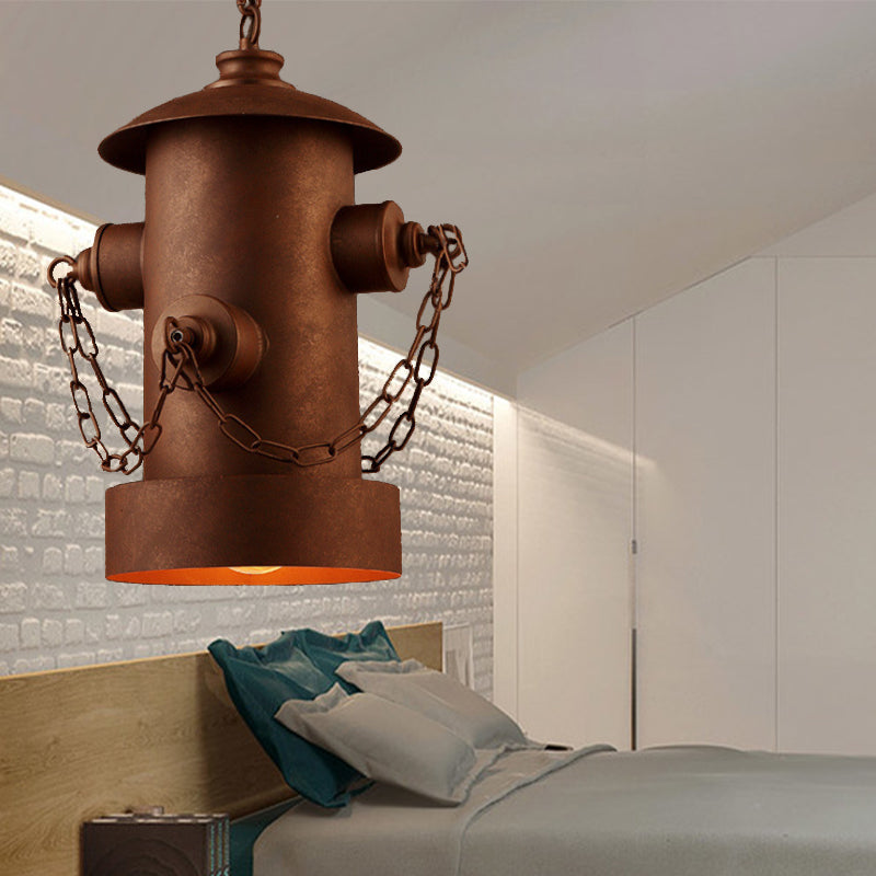 Creative Fire Hydrant Hanging Light Metallic 1 Light Suspension Light for Restaurant Bar Rust Clearhalo 'Ceiling Lights' 'Pendant Lights' 'Pendants' Lighting' 159202_ff1bc468-4202-48e8-8e20-444aa8e79304