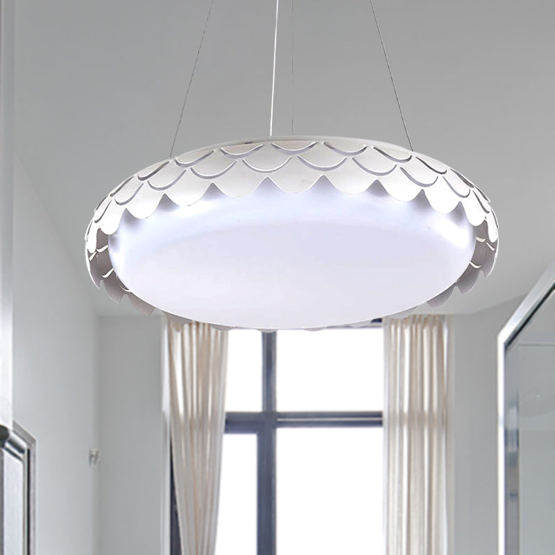 Fish Scale Pendant Lamp Kit Contemporary Metal LED White/Gold Ceiling Hanging Light in Warm/White/Natural Light, 19"/23" Wide White Clearhalo 'Ceiling Lights' 'Modern Pendants' 'Modern' 'Pendant Lights' 'Pendants' Lighting' 159260