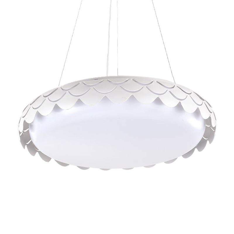 Fish Scale Pendant Lamp Kit Contemporary Metal LED White/Gold Ceiling Hanging Light in Warm/White/Natural Light, 19"/23" Wide Clearhalo 'Ceiling Lights' 'Modern Pendants' 'Modern' 'Pendant Lights' 'Pendants' Lighting' 159262