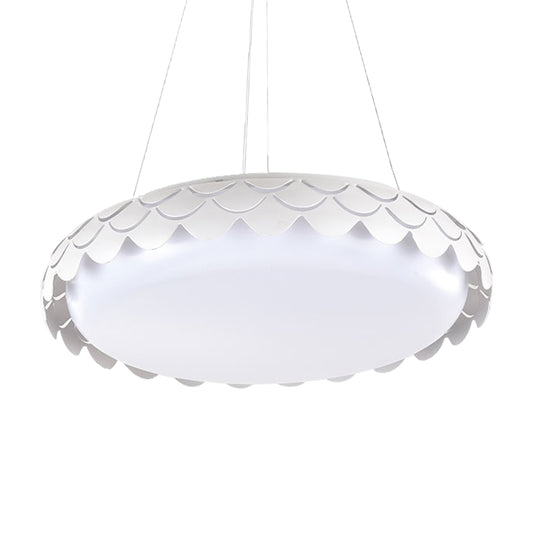 Fish Scale Pendant Lamp Kit Contemporary Metal LED White/Gold Ceiling Hanging Light in Warm/White/Natural Light, 19"/23" Wide Clearhalo 'Ceiling Lights' 'Modern Pendants' 'Modern' 'Pendant Lights' 'Pendants' Lighting' 159262