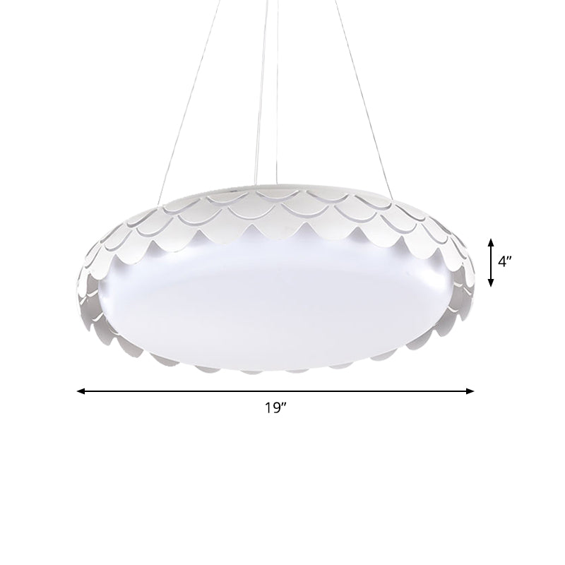 Fish Scale Pendant Lamp Kit Contemporary Metal LED White/Gold Ceiling Hanging Light in Warm/White/Natural Light, 19"/23" Wide Clearhalo 'Ceiling Lights' 'Modern Pendants' 'Modern' 'Pendant Lights' 'Pendants' Lighting' 159263