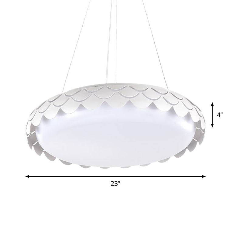 Fish Scale Pendant Lamp Kit Contemporary Metal LED White/Gold Ceiling Hanging Light in Warm/White/Natural Light, 19"/23" Wide Clearhalo 'Ceiling Lights' 'Modern Pendants' 'Modern' 'Pendant Lights' 'Pendants' Lighting' 159264