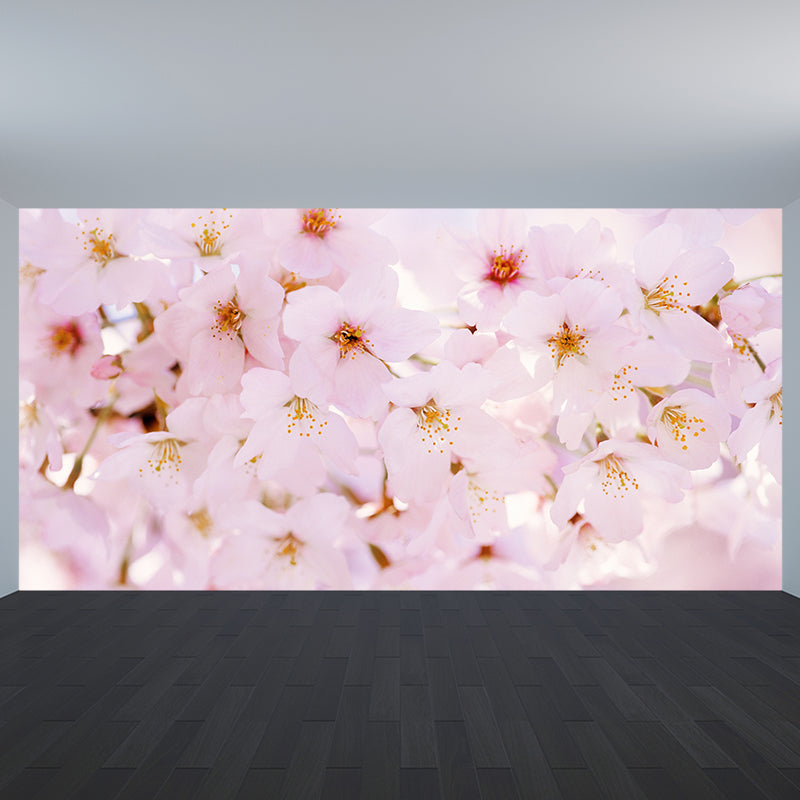 Pink Cherry Petal Mural Wallpaper Flower Contemporary Stain Resistant Wall Decor Pink Clearhalo 'Wall Decor' 'Wall Mural' 1595025