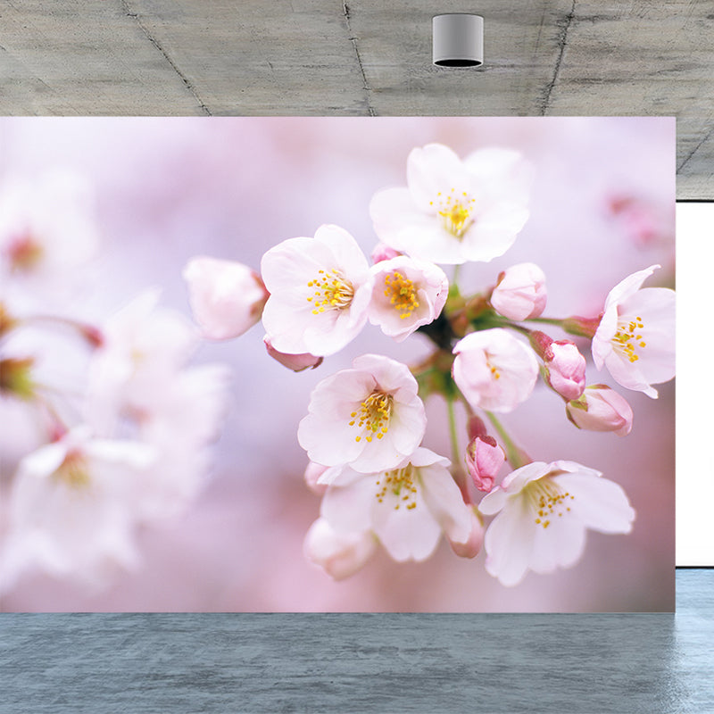 Huge Cherry Wall Mural for Bedroom Floral Print Wall Art in White for Home Decor White Clearhalo 'Wall Decor' 'Wall Mural' 1595030
