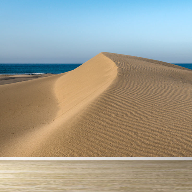 Yellow Modern Mural Decal Big Sand Dune and Distant Sea Skyline Wall Art for Living Room Clearhalo 'Wall Decor' 'Wall Mural' 1595186