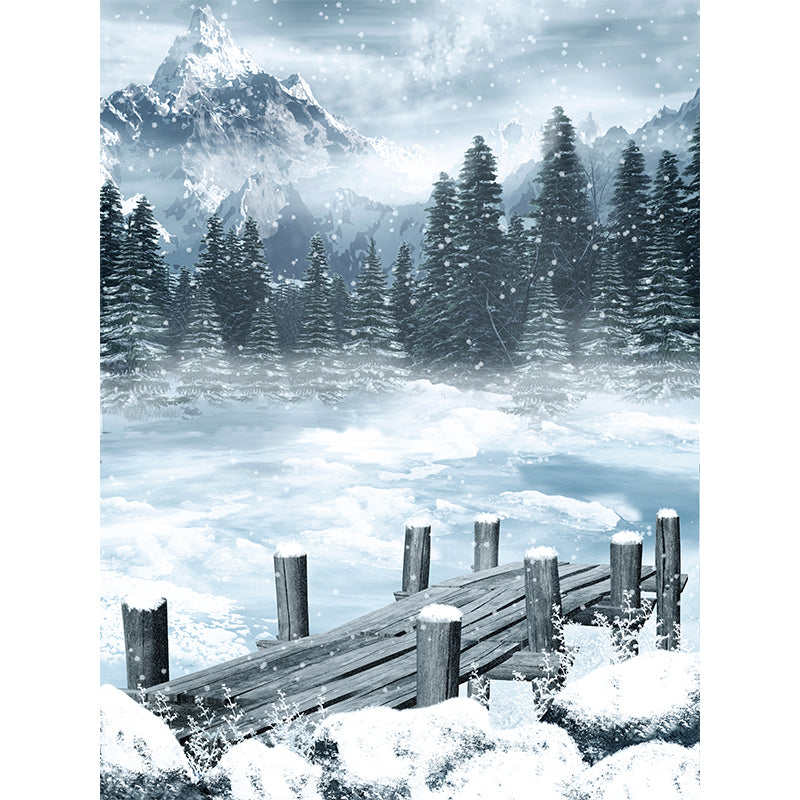 White Frozen Lake Mural Wallpaper Moisture Resistant Wall Covering for Dining Room Clearhalo 'Wall Decor' 'Wall Mural' 1595328