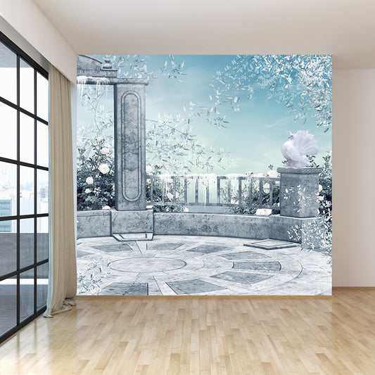 Stain Resistant Winter Courtyard Mural Non-Woven Texture Modern Wall Decor for Girls Room Clearhalo 'Wall Decor' 'Wall Mural' 1595357