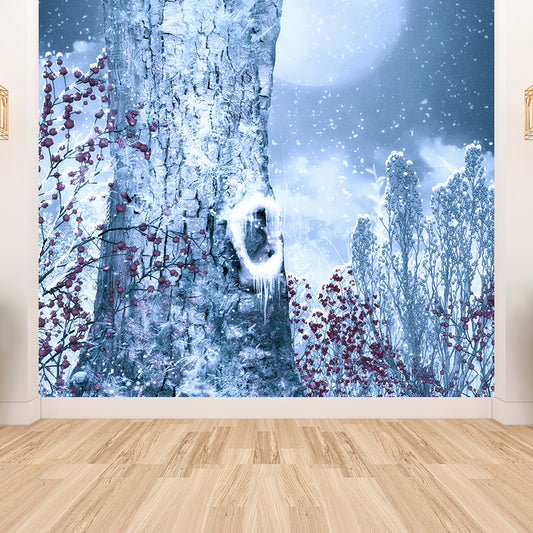 White Moon and Tree Mural Wallpaper Moistureproof Modern Adults Room Wall Covering Clearhalo 'Wall Decor' 'Wall Mural' 1595372