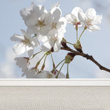 White Blossom Mural Wallpaper Moisture Resistant Modern Living Room Wall Covering Clearhalo 'Wall Decor' 'Wall Mural' 1595431