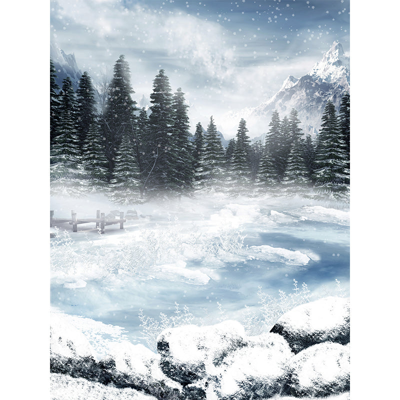 Large Frozen Lake Mural Wallpaper Modern Luxuriant Botanical Wall Decor in White Clearhalo 'Wall Decor' 'Wall Mural' 1595588