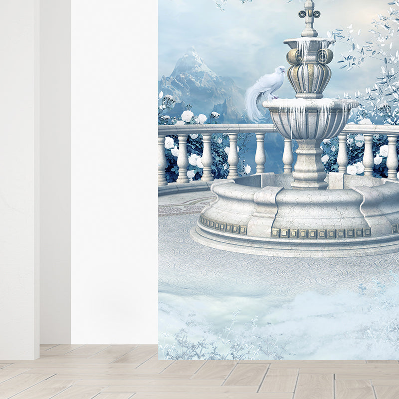 Winter Spray Fountain Mural Wallpaper Contemporary Non-Woven Fabric Wall Covering Clearhalo 'Wall Decor' 'Wall Mural' 1595622