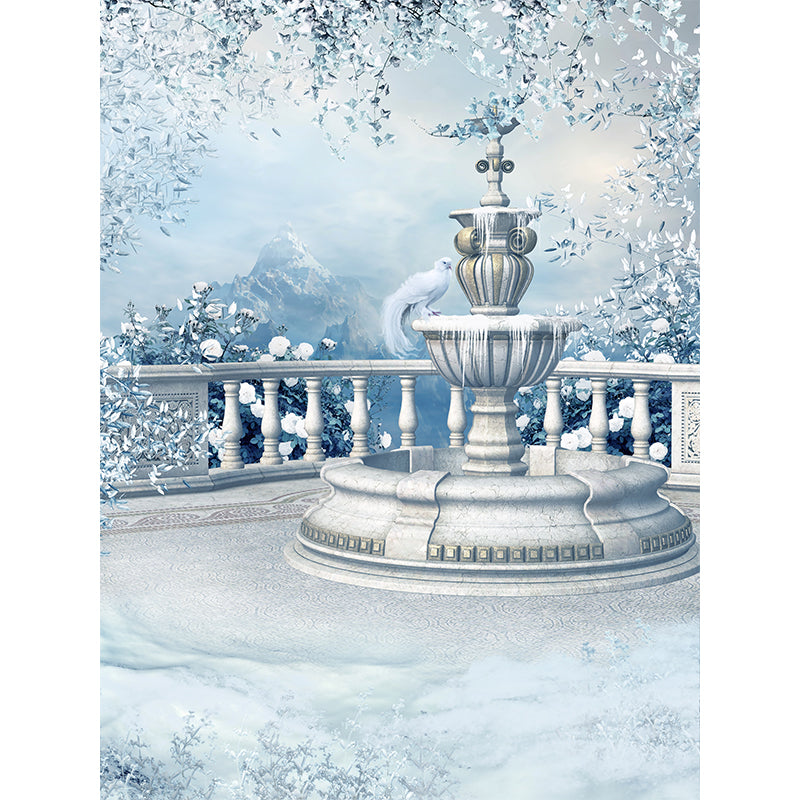 Winter Spray Fountain Mural Wallpaper Contemporary Non-Woven Fabric Wall Covering Clearhalo 'Wall Decor' 'Wall Mural' 1595623