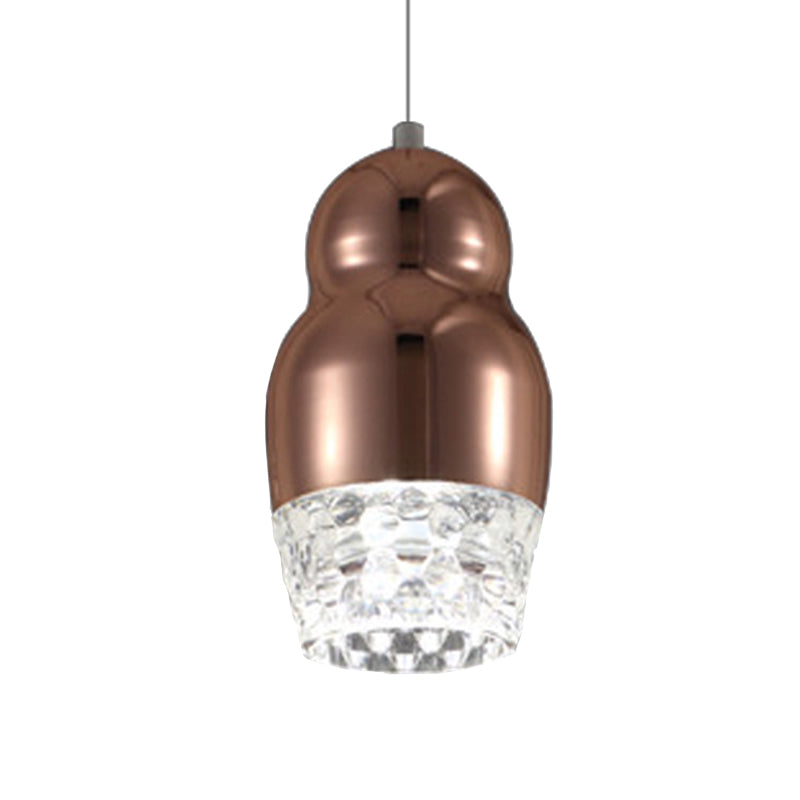 1/3 Heads Metal Pendant Lamp with Gourd Shade Postmodern Chrome/Gold/Rose Gold Suspended Pendant Light for Bar in Warm/White Clearhalo 'Ceiling Lights' 'Pendant Lights' 'Pendants' Lighting' 159613