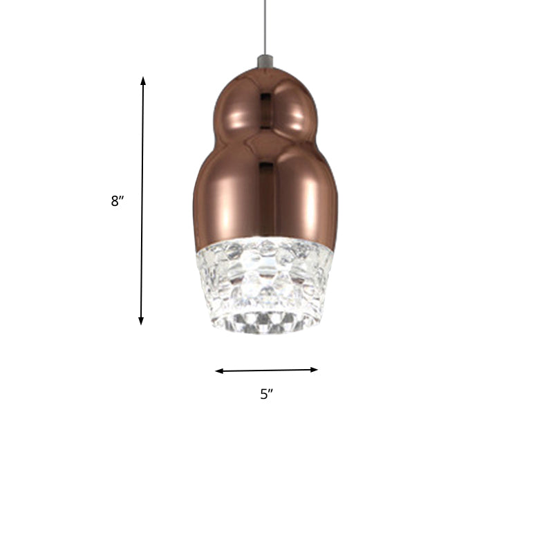 1/3 Heads Metal Pendant Lamp with Gourd Shade Postmodern Chrome/Gold/Rose Gold Suspended Pendant Light for Bar in Warm/White Clearhalo 'Ceiling Lights' 'Pendant Lights' 'Pendants' Lighting' 159614