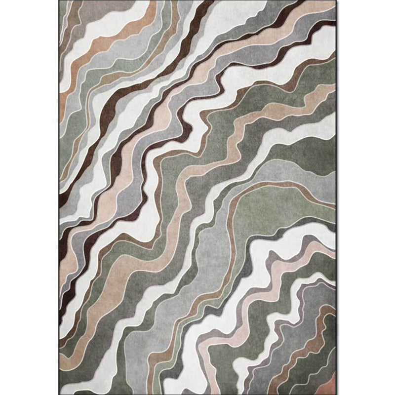 Simple Swirl Stripe Pattern Rug Green Casual Rug Polyester Machine Washable Non-Slip Area Rug for Bedroom Clearhalo 'Area Rug' 'Modern' 'Rugs' Rug' 1596450