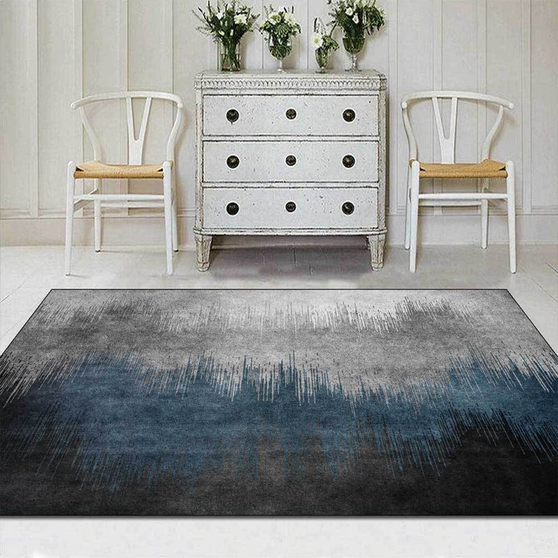 Unique Striped Ombre Print Rug Blue and Grey Simple Rug Polyester Washable Anti-Slip Backing Area Rug for Living Room Dark Blue Clearhalo 'Area Rug' 'Modern' 'Rugs' Rug' 1596456