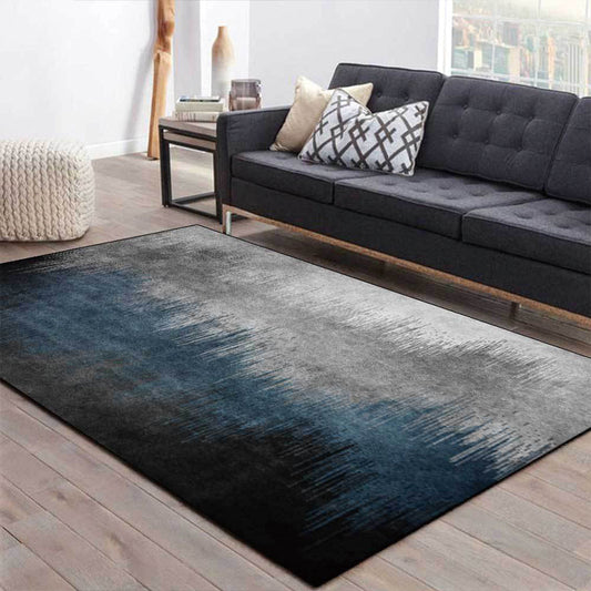Unique Striped Ombre Print Rug Blue and Grey Simple Rug Polyester Washable Anti-Slip Backing Area Rug for Living Room Clearhalo 'Area Rug' 'Modern' 'Rugs' Rug' 1596457