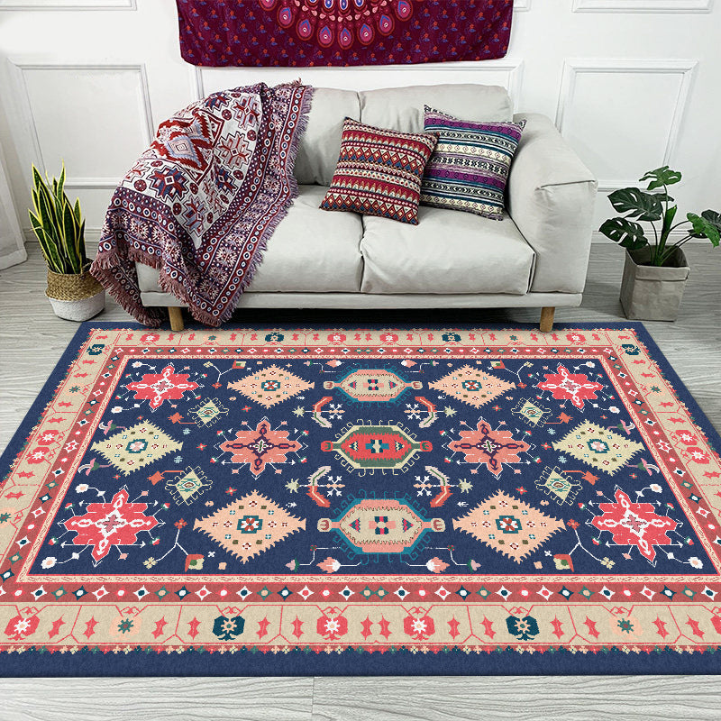 Southwestern Living Room Rug in Blue Tribal Geometric Print Rug Polyester Washable Area Rug Blue Clearhalo 'Area Rug' 'Rugs' 'Southwestern' Rug' 1596464